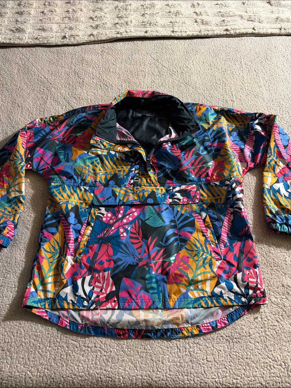 Lauren James Multicolor Tropical Print Pullover Rain Jacket Large